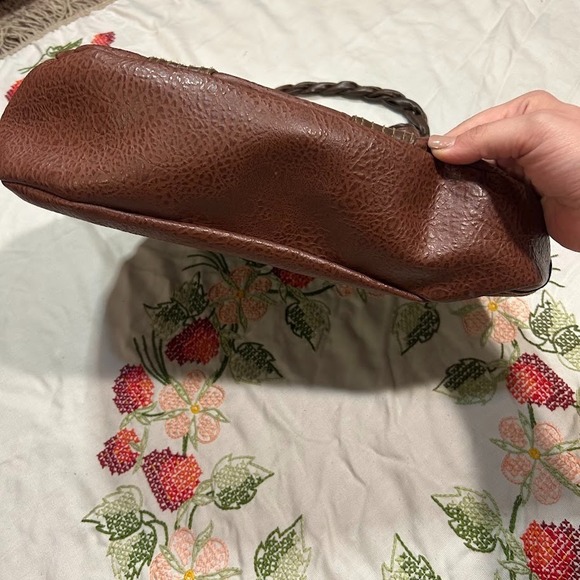 Vintage Levi's Western Mocha Brown Faux Leather Drawstring Handbag Bucket Purse - Picture 7 of 12